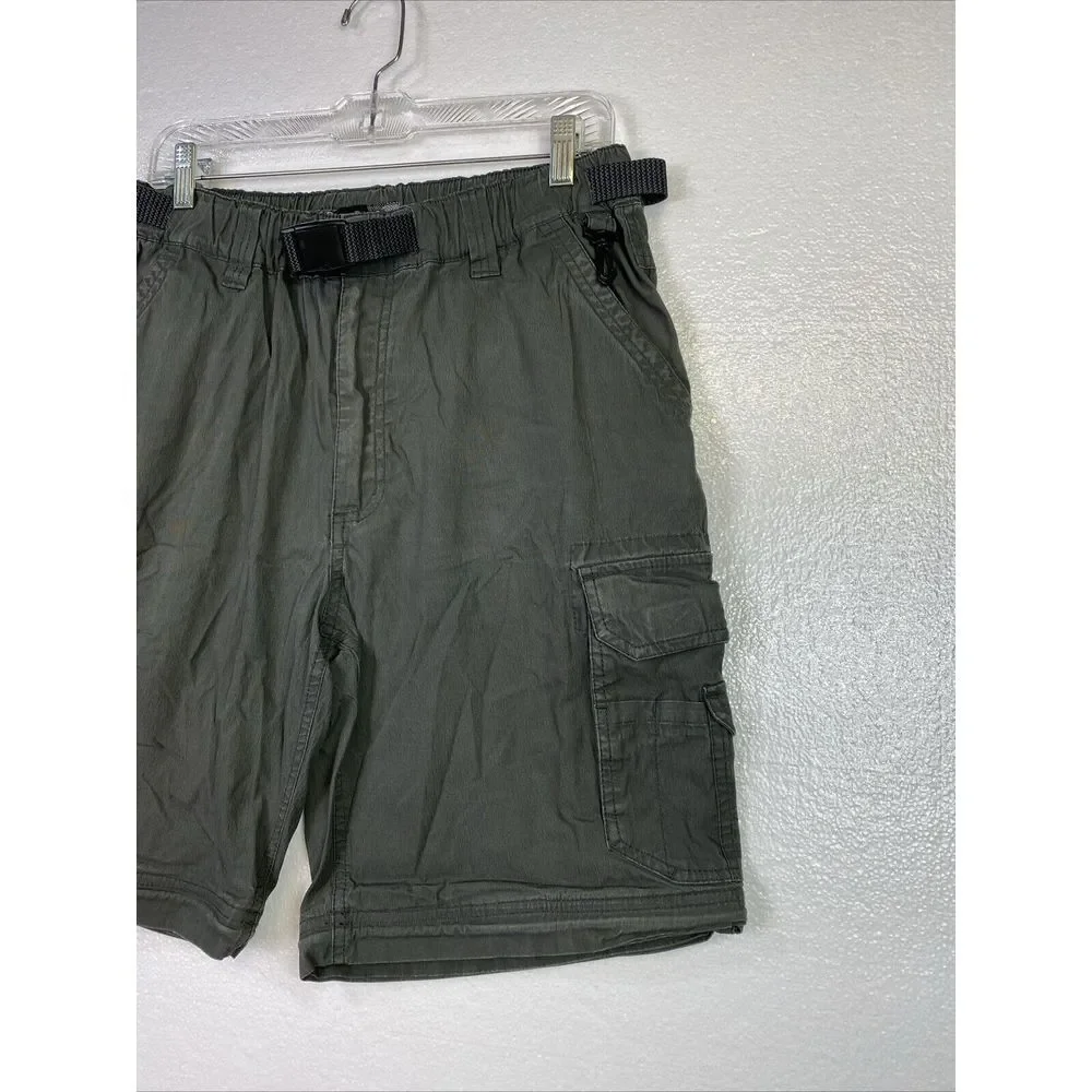 BC Clothing Cargo Shorts MX32 Mens Gray Belt‎ Stretch zip Outdoor Hiking Fishing